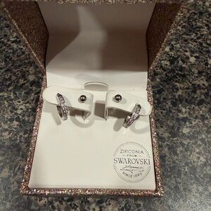 Zirconia from Swarovski Silver Crystal Hoop Earrings - White/Silver